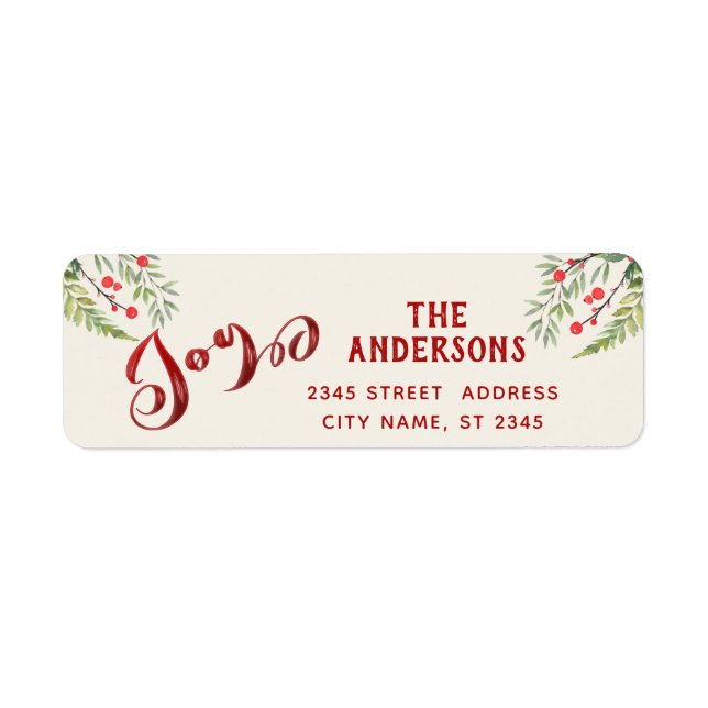 Étiquette Calligraphie rouge joie verdure saint (Devant)