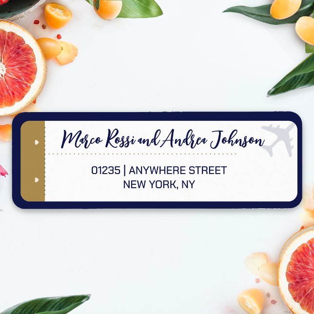 Étiquette Calligraphy Boarding Pass Mariage Adresse de retou (Boarding Pass Wedding Return Address Label)