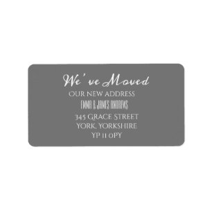 Étiquette Calligraphy We's Moving New Address Update Grey
