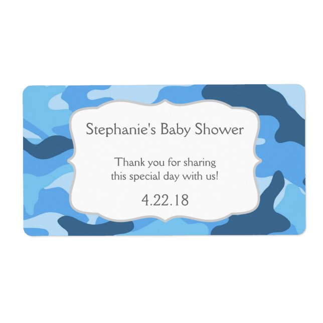 Étiquette Camouflage Bleu Camo Bouteille d'eau Favoriser (Devant)