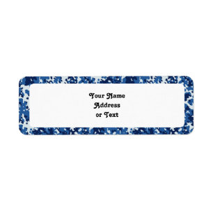 Étiquette Camouflage bleu ciel numérique - avec blanc