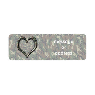 Étiquette Camouflage Heart - Woodland