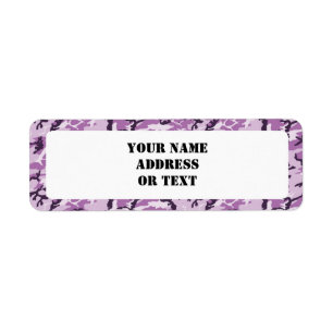 Étiquette Camouflage rose/violet de bois - blanc