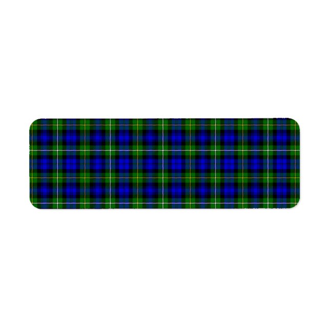 Étiquette Campbell tartan bleu vert plaid (Devant)