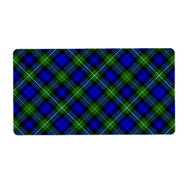 Étiquette Campbell tartan bleu vert plaid (Devant)