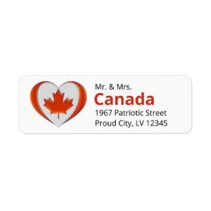 Étiquette Canada Drapeau Coeur Maple Leaf Liberté Patriotiqu
