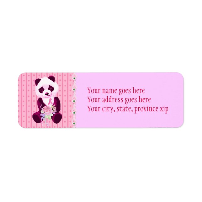 Étiquette Cancer du sein Panda Ours (Devant)
