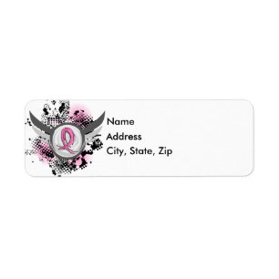 Étiquette Cancer du sein rose de ruban et d'ailes