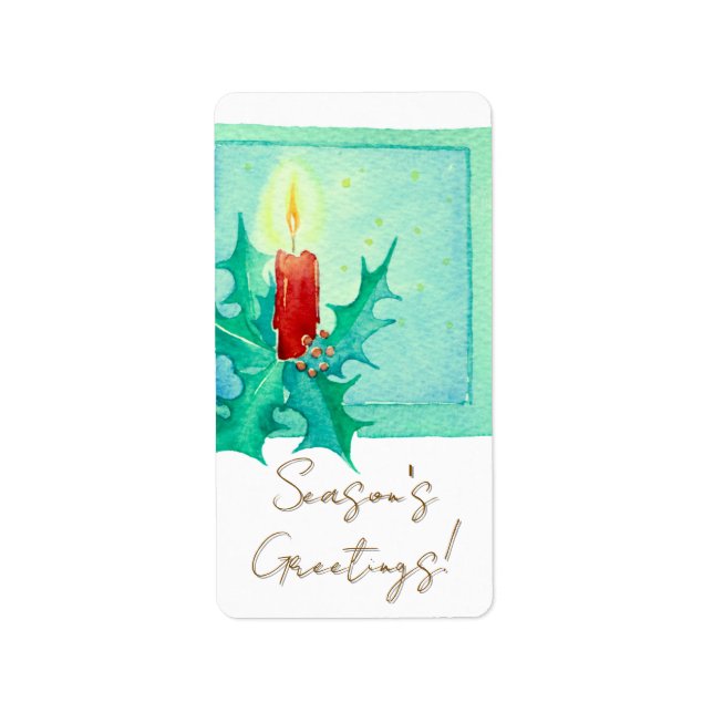 Étiquette Candle and holly Christmas Card (Devant)