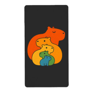 Étiquette Capybaras arc-en-ciel