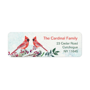 Étiquette Cardinal bird, berry, feuillage Retour Adresse Ét