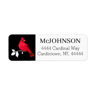 Étiquette Cardinal Bird Red Black White Snow Elegant Adresse