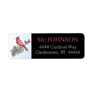 Étiquette Cardinal Red Bird Branch Illustration Art Adresse