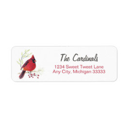 Étiquette Cardinal Watercolor Art Return Adresse Label
