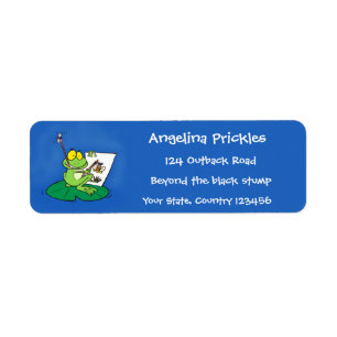 Étiquette Caricature amusante de grenouille verte