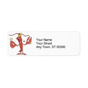 Étiquette caricature amusante de homard