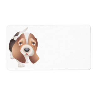 Étiquette Caricature Chien Chien Mignonne Basset Hound