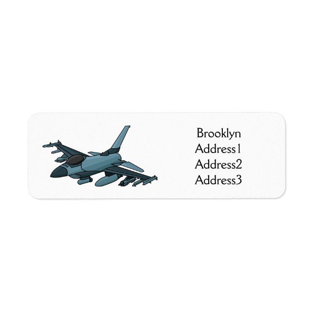 Étiquette Caricature d'avion de chasse militaire (Devant)