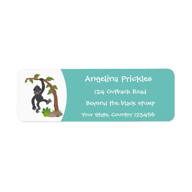 Étiquette Caricature de bébé gorille joyeux (Devant)