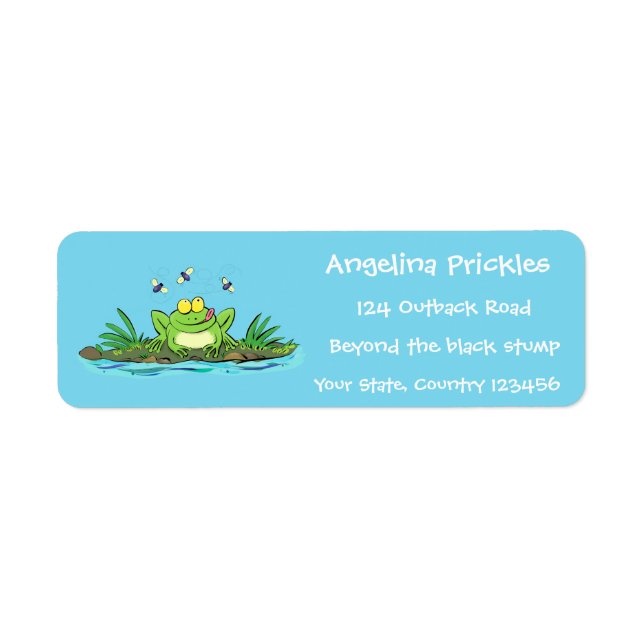 Étiquette Caricature de grenouille vert mignon (Devant)