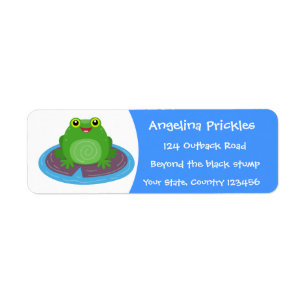 Étiquette Caricature de grenouille verte mignonne