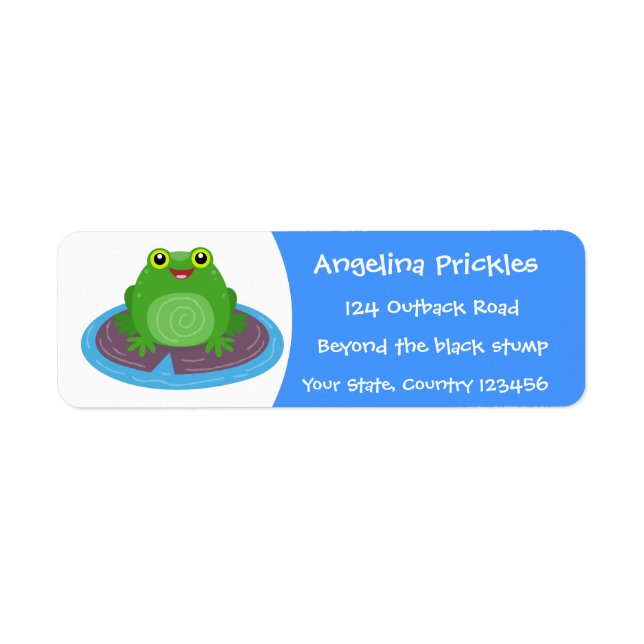 Étiquette Caricature de grenouille verte mignonne (Devant)