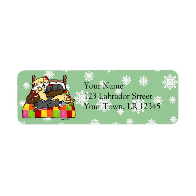 Étiquette Caricature de la veille de Noël de Labrador Retrie (Devant)