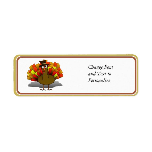 Étiquette Caricature de Thanksgiving Turquie pèlerin (Devant)