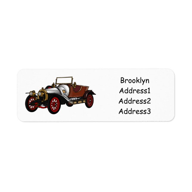 Étiquette Caricature de voiture classique 1920 (Devant)