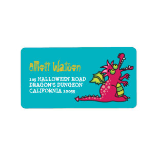 Étiquette Caricature Magenta Magagon Dragon Kid Halloween Ad