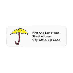 Étiquette Caricature parapluie Jaune ou Jour ensoleillé