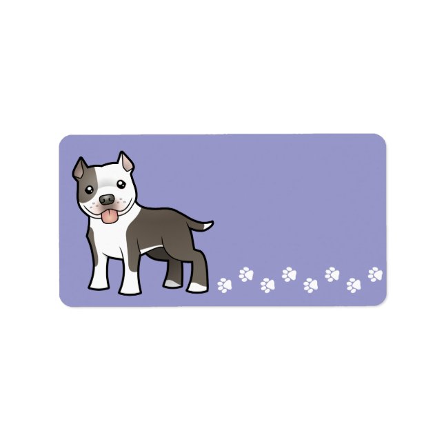 Étiquette Caricature Pitbull / American Staffordshire Terrie (Devant)