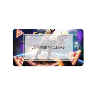 Étiquette Carlin équitation dinosaur licorne dans l'espace