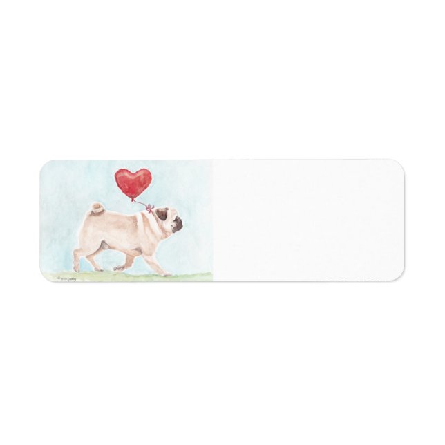 Étiquette Carlin Love Chien Art Retourner l'adresse Étiquett (Devant)