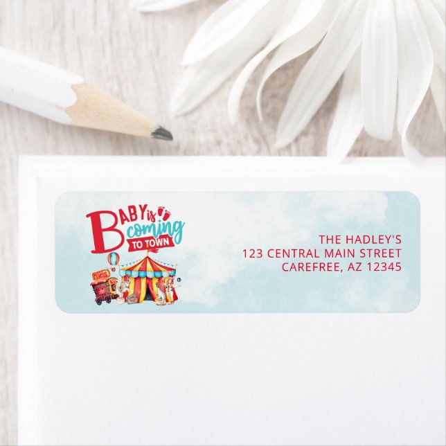 Étiquette Carnival Circus Baby shower Adresse de retour (En situation)