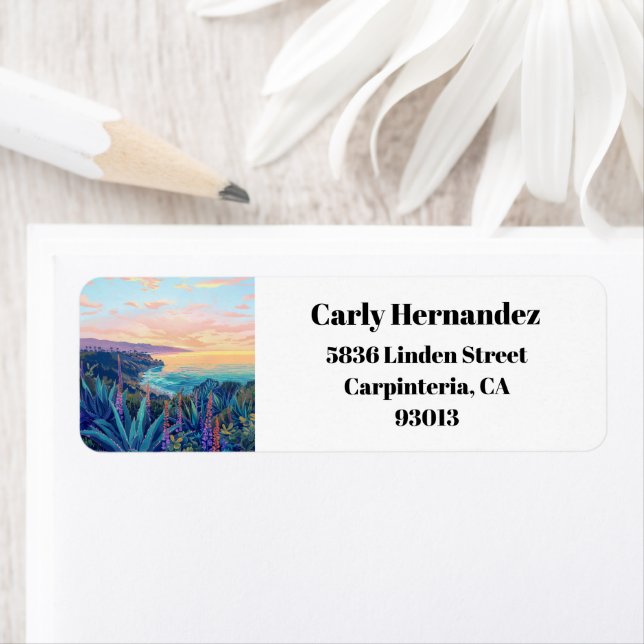 Étiquette Carpinteria California Ventura Adresse de retour (En situation)