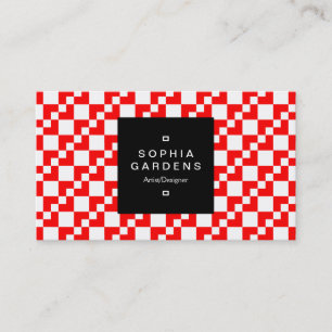 Étiquette carré 01a - Domino Patchwork - Rouge