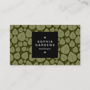 Étiquette carré 01a - motif feuille 02 - Olive Sha