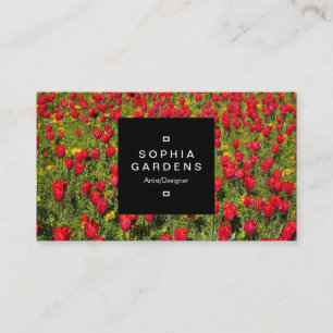 Étiquette carré 01a - Tulipes rouges