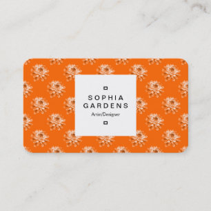 Étiquette carré 03a - Chrysanthemum Motif Orange