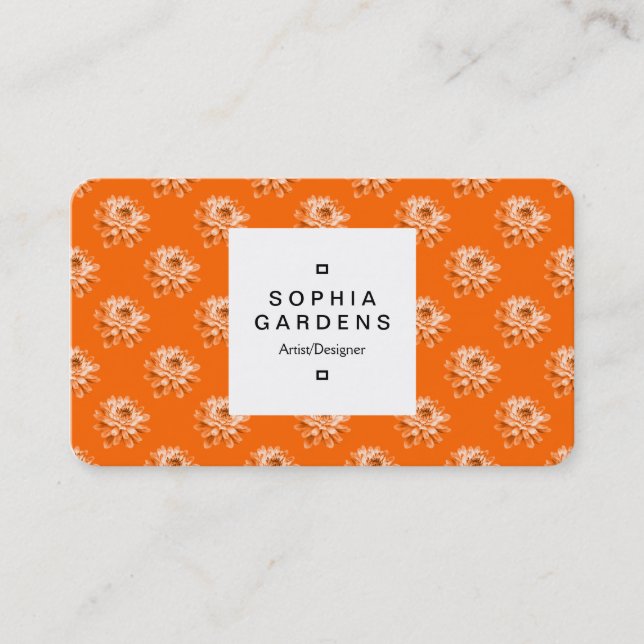 Étiquette carré 03a - Chrysanthemum Motif Orange (Devant)