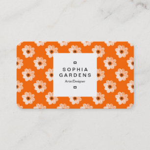 Étiquette carré 03a - Dahlia Motif Orange