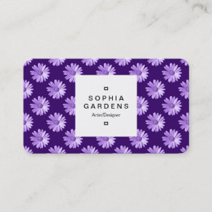 Étiquette carré 03a - Motif marguerrier - violet