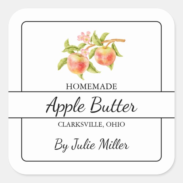 Étiquette Carré de beurre Apple fait maison (Devant)