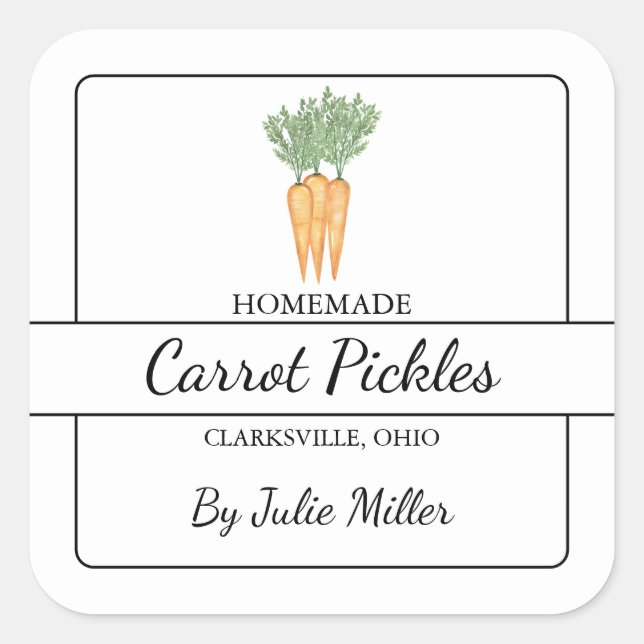 Étiquette Carré de carottes fait maison (Devant)