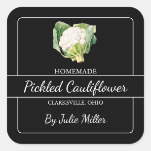 Étiquette Carré de chou-fleur fait maison noir