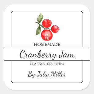 Étiquette Carré de confiture de canneberge fait ma