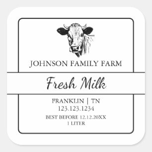 Étiquette Carré de lait frais de ferme