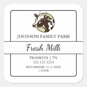 Étiquette Carré de lait frais de ferme