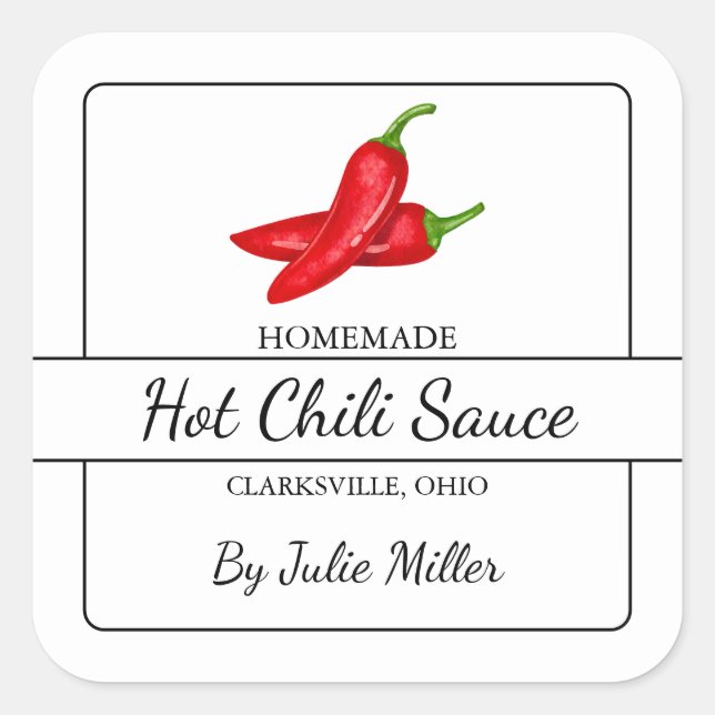 Étiquette Carré de sauce chili maison (Devant)